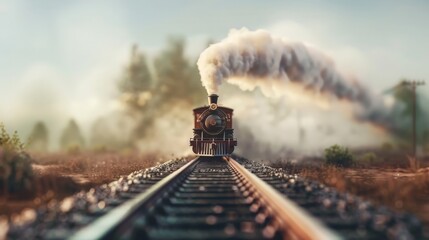 A steam train in the fog.