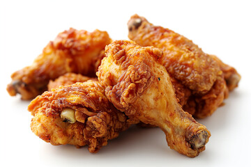 Hot and crispy fried chicken isolated on a white background