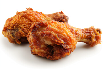 Hot and crispy fried chicken isolated on a white background