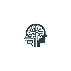 Human brain logo modern science ai brain creative icon company think brain vector idea