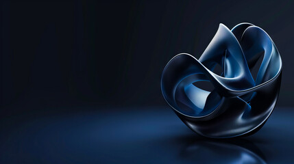 A black and blue sculpture on a dark surface.