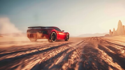 Obraz premium Car with flames coming out of exhaust.