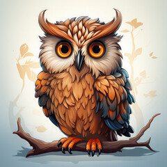 Watercolor Thorin owl, clipart Illustration, Generative Ai
