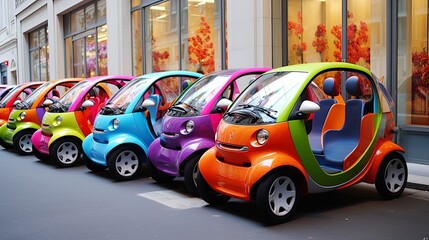 Display of electric vehicles in a business prepared for sale.