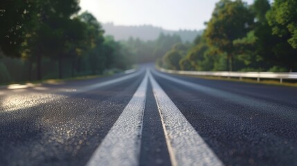 Fototapeta premium The asphalt road with a natural view.