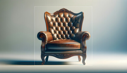 A vintage leather lounge chair exudes timeless elegance and comfort, its rich, worn texture and...