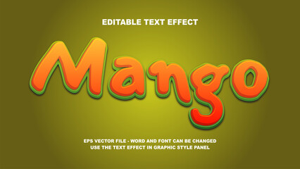 Editable Text Effect Mango 3D Vector Template