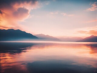 Naklejka premium sunset over the lake