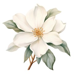 Magnolia flower. Hand drawn watercolor illustration isolated on white background