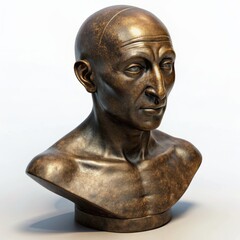 3D Render of a Bronze Bust Sculpture, on isolated white background, Generative AI
