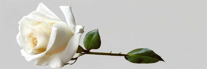 Single white rose isolated on transparent background