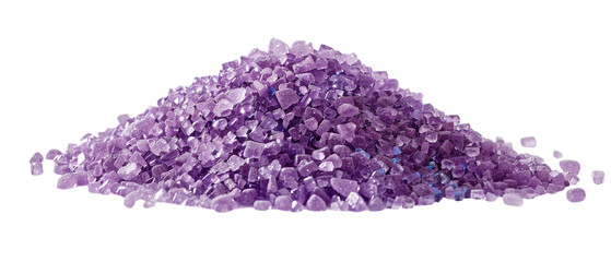 A horizontal view of purple sugar crystals isolated on a plain background or PNG for food type poster or graphic use, Generative AI.