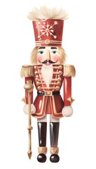 Christmas nutcracker isolated on white background. Watercolor illustration.