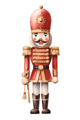 Christmas nutcracker isolated on white background. Watercolor illustration.