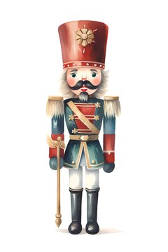 Nutcracker isolated on white background. Watercolor hand drawn illustration