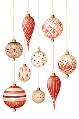 Set of Christmas baubles isolated on white background. Vector illustration.