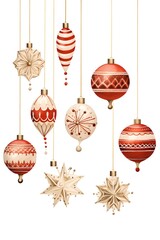 Set of Christmas baubles on white background. Vector illustration.