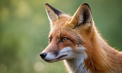 Up-Close Portrait of a Fox in the Field