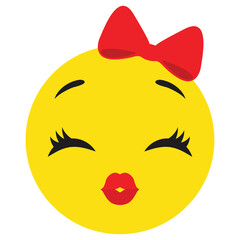 Cute  girly emoji  vector cartoon illustration