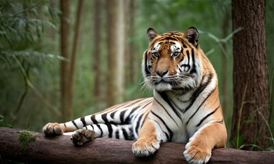 Obraz premium Jungle Repose: A Bengal Tiger in its Natural Setting