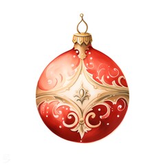 Christmas ball isolated on white background. New Year's toy. Watercolor illustration.