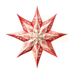 Obraz premium Red snowflake on a white background. 3d rendering, 3d illustration.