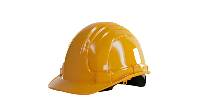 worker helmet isolated on transparent background, safety helmet cut out 