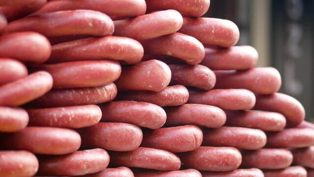 Sausage in turkish culture in a market 