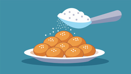 Fototapeta premium Dusting powdered sugar over a batch of warm beignets reveling in the simple joy of creating soing delicious..