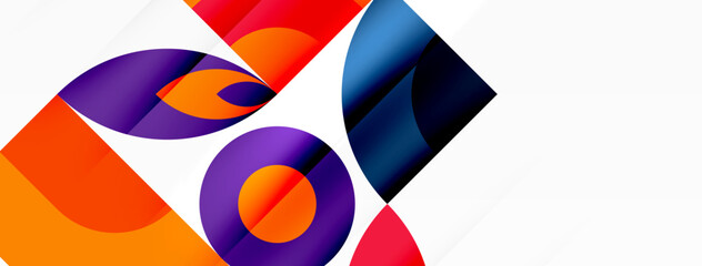 A vibrant logo featuring circles and squares in electric blue and magenta on a white background, showcasing colorfulness, symmetry, and visual arts elements