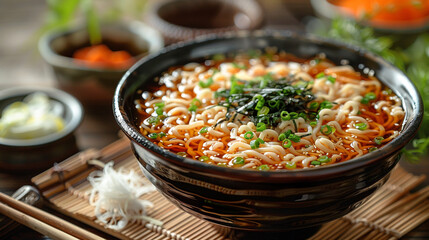 typical Japanese food soba white background