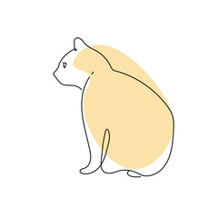 Abstract cat continuous line drawing on white as background