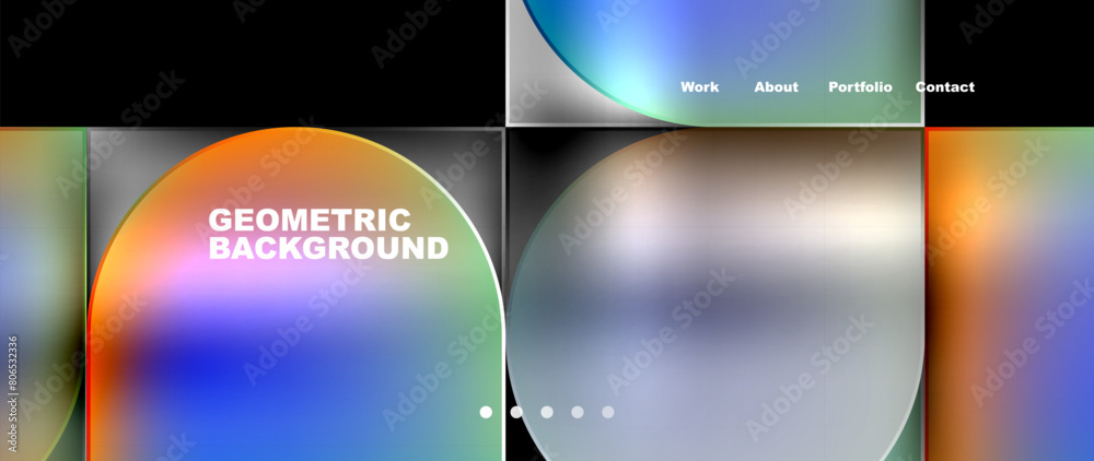 Aufkleber bright colorful squares with round elements minimal geometric background. vector illustration for wa