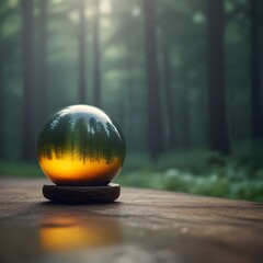 glass ball in forest