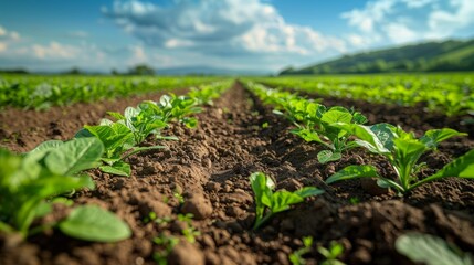 Agriculture background with a detailed section of soil, emphasizing environmental significance and crop cultivation, AI Generative