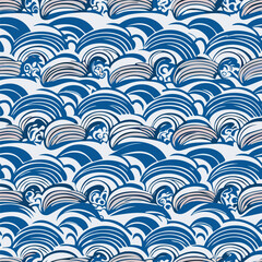Japanese wave seamless pattern collection, Abstract background, Decorative wallpaper