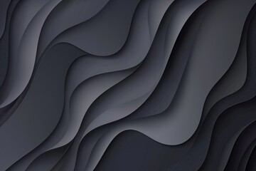 Dark silver paper waves abstract banner design. Elegant wavy vector background 