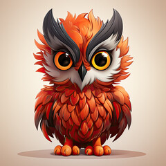 Fototapeta premium Watercolor Ember owl, clipart Illustration, Generative Ai