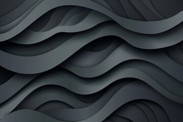 Dark slate gray paper waves abstract banner design. Elegant wavy vector background