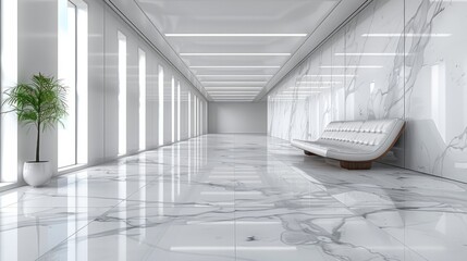 Naklejka premium Interior design of a modern, luxurious building's corridor, AI Generative
