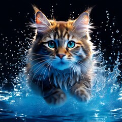 the kitten take a bath