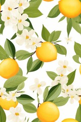 Tropical seamless pattern with citrus 
