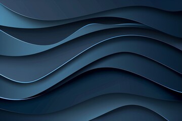 Dark steel blue paper waves abstract banner design. Elegant wavy vector background