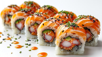  typical Japanese food sushi white background