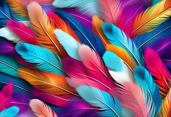 A pastel colored feathers in an abstract pattern background