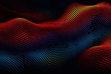 Colourful abstract wave pattern with a dynamic flow and digital art style