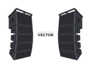 Sound system vector set. PA audio system, line array speakers illustration