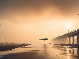 sunset over the river