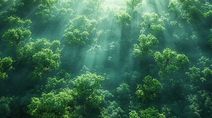 Obraz premium Daytime Splendor: Top View of Sunlit Forest