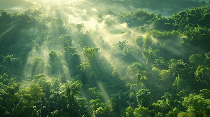 Fototapeta premium Daytime Splendor: Top View of Sunlit Forest